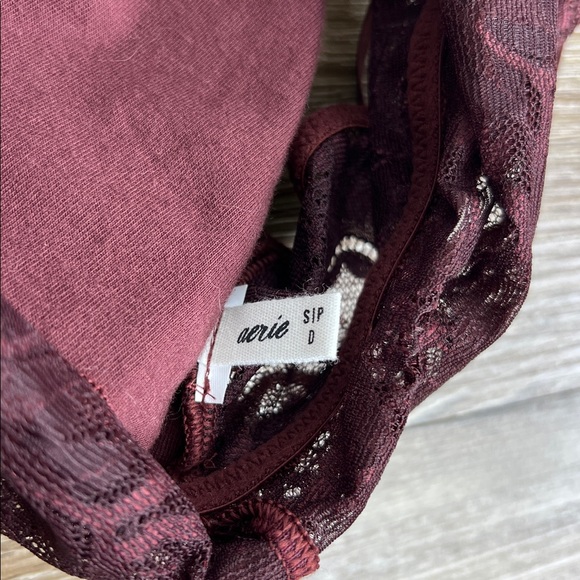 Aerie Lace Longline Bralette Set – White & Burgundy | Size S/P - Picture 7 of 9